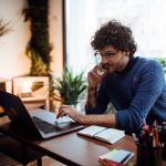 Man working from desk at home